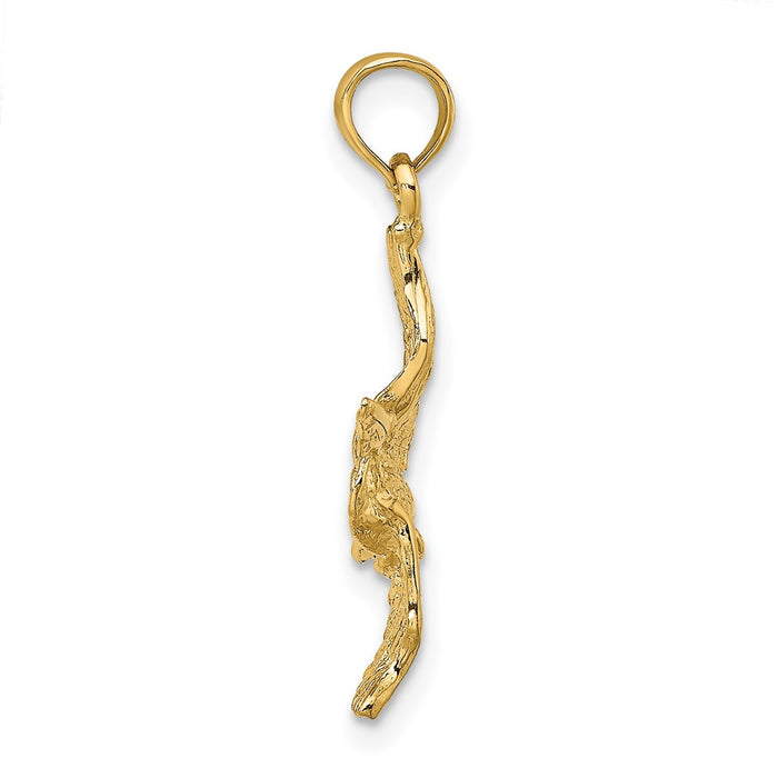Million Charms 14K Yellow Gold Themed 3-D Pelican Flying Charm