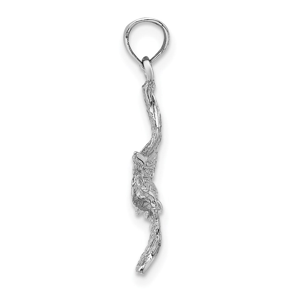 Million Charms 14K White Gold Themed 3-D Pelican Flying Charm