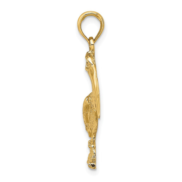 Million Charms 14K Yellow Gold Themed 2-D Pelican Standing Charm