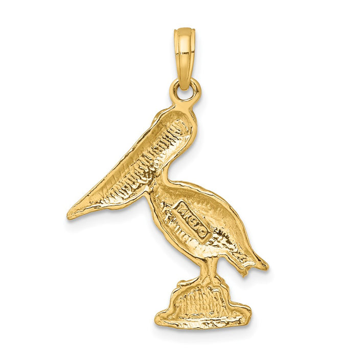 Million Charms 14K Yellow Gold Themed 2-D Pelican Standing Charm