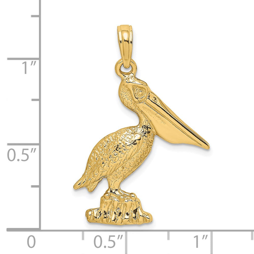 Million Charms 14K Yellow Gold Themed 2-D Pelican Standing Charm