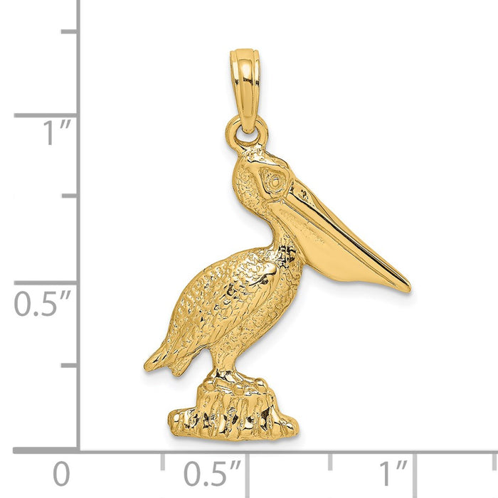 Million Charms 14K Yellow Gold Themed 2-D Pelican Standing Charm