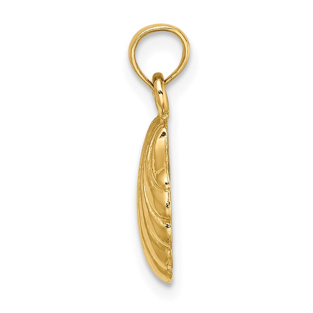 Million Charms 14K Yellow Gold Themed 2-D Polished Scallop Shell Charm