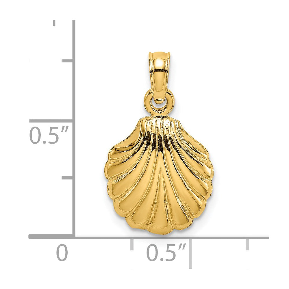 Million Charms 14K Yellow Gold Themed 2-D Polished Scallop Shell Charm