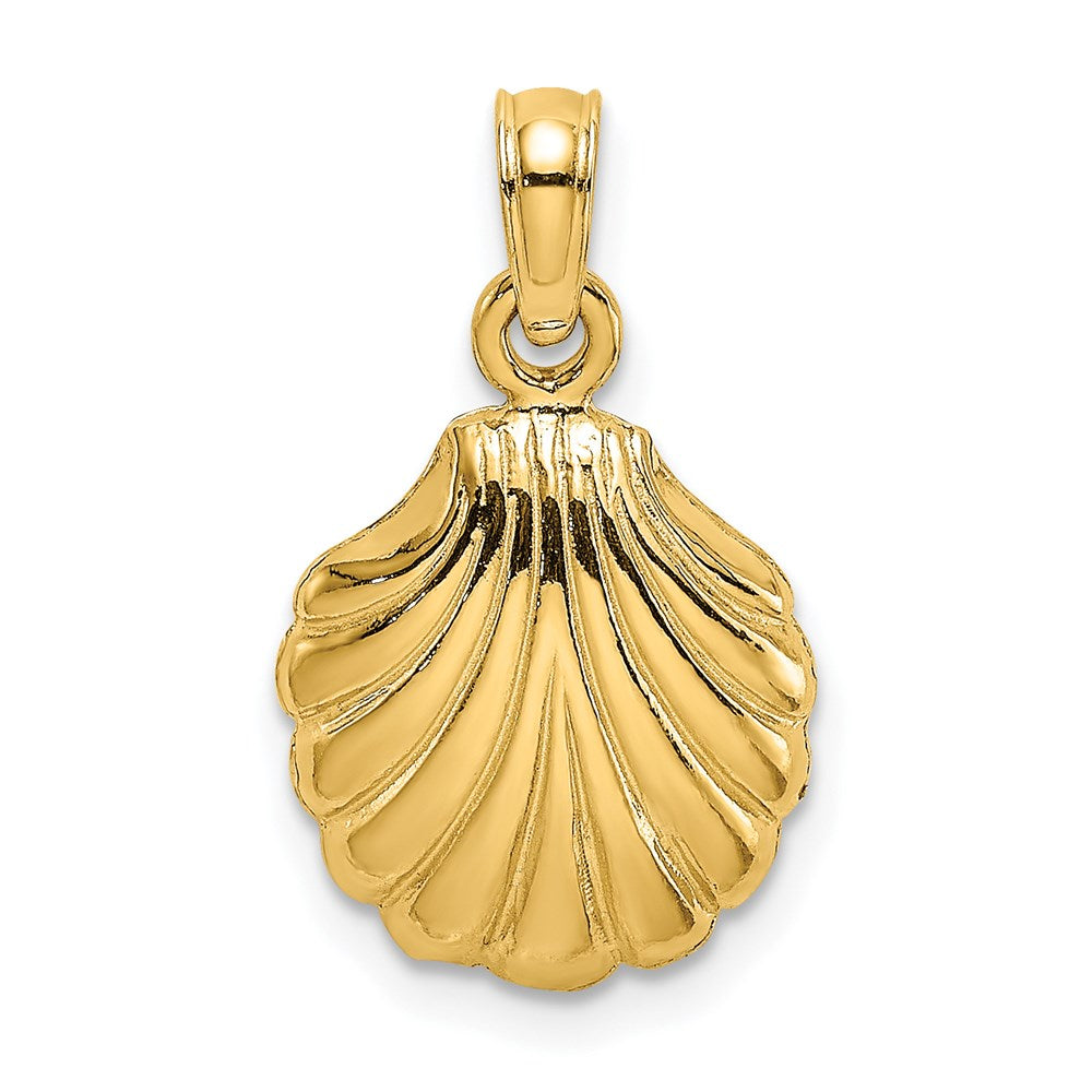 Million Charms 14K Yellow Gold Themed 2-D Polished Scallop Shell Charm