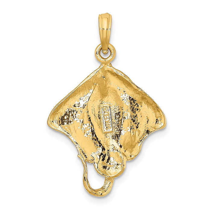 Million Charms 14K Yellow Gold Themed Stingray With Polished Edge Charm