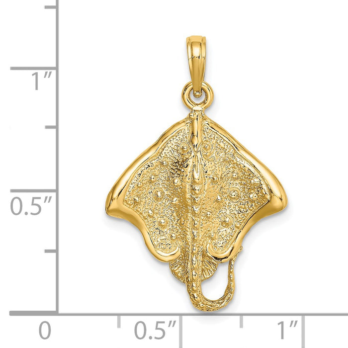 Million Charms 14K Yellow Gold Themed Stingray With Polished Edge Charm