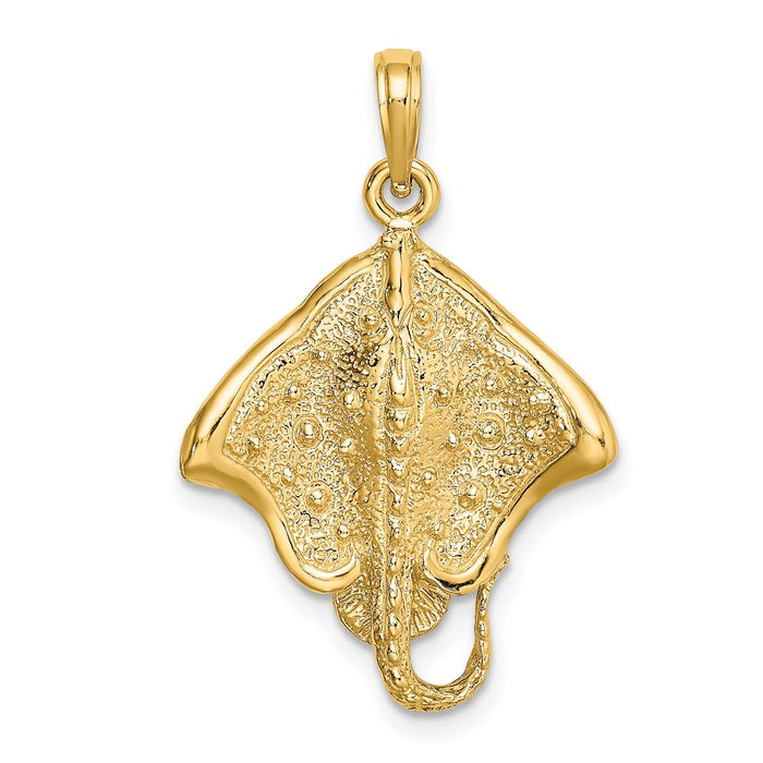 Million Charms 14K Yellow Gold Themed Stingray With Polished Edge Charm