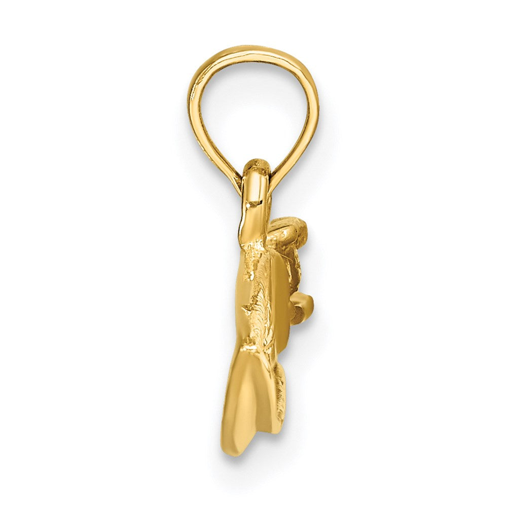 Million Charms 14K Yellow Gold Themed 2-D Textured Speed Boat Charm