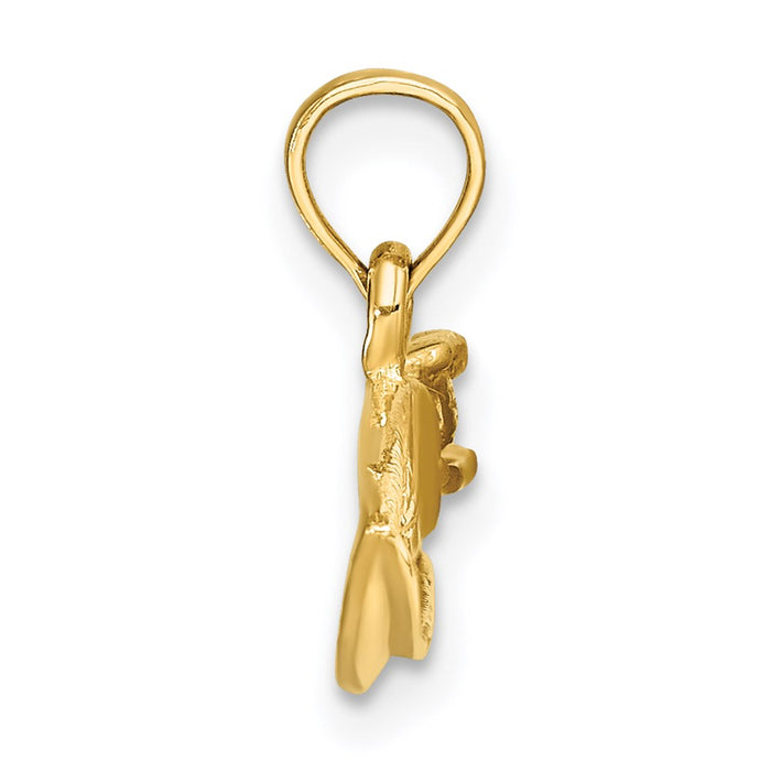 Million Charms 14K Yellow Gold Themed 2-D Textured Speed Boat Charm