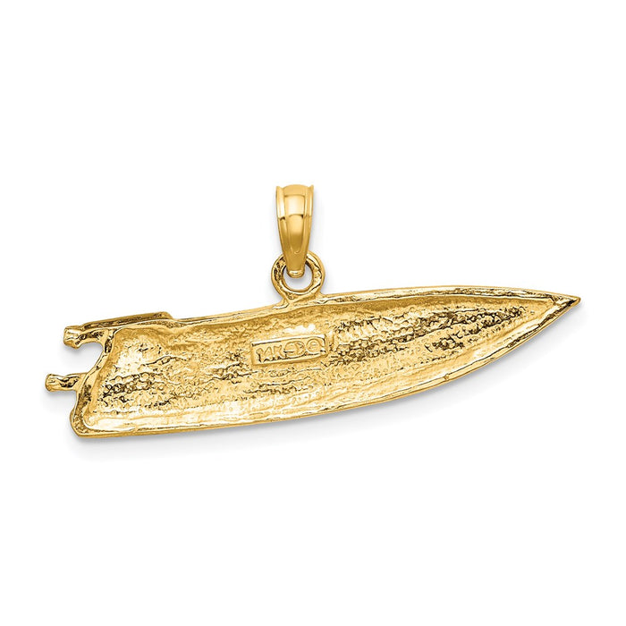 Million Charms 14K Yellow Gold Themed 2-D Textured Speed Boat Charm