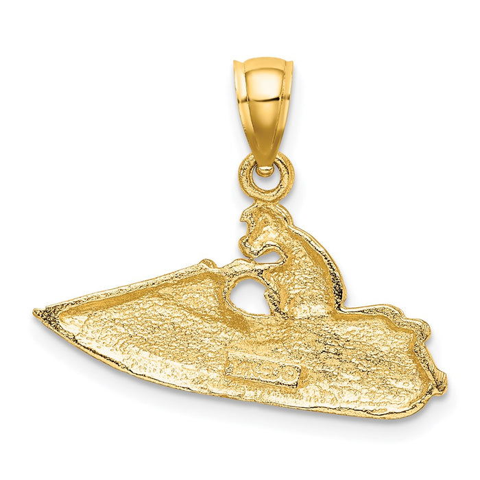 Million Charms 14K Yellow Gold Themed 2-D Textured 2-D Jet Ski Charm