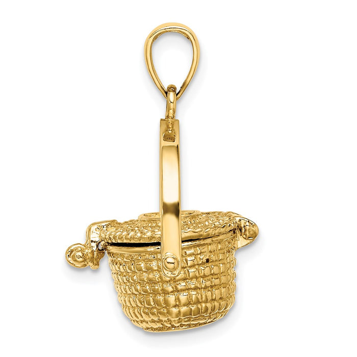 Million Charms 14K Yellow Gold Themed 3-D Nantucket Basket Charm