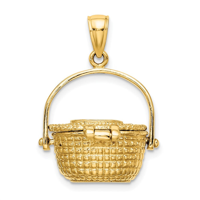 Million Charms 14K Yellow Gold Themed 3-D Nantucket Basket Charm