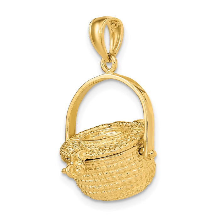 Million Charms 14K Yellow Gold Themed 3-D Nantucket Basket Charm