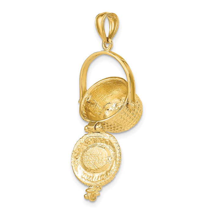 Million Charms 14K Yellow Gold Themed 3-D Nantucket Basket Charm