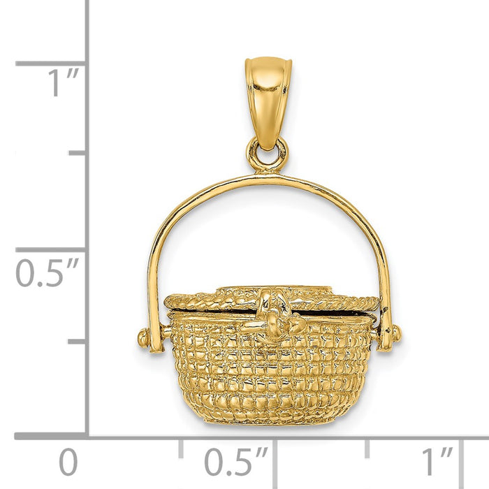 Million Charms 14K Yellow Gold Themed 3-D Nantucket Basket Charm