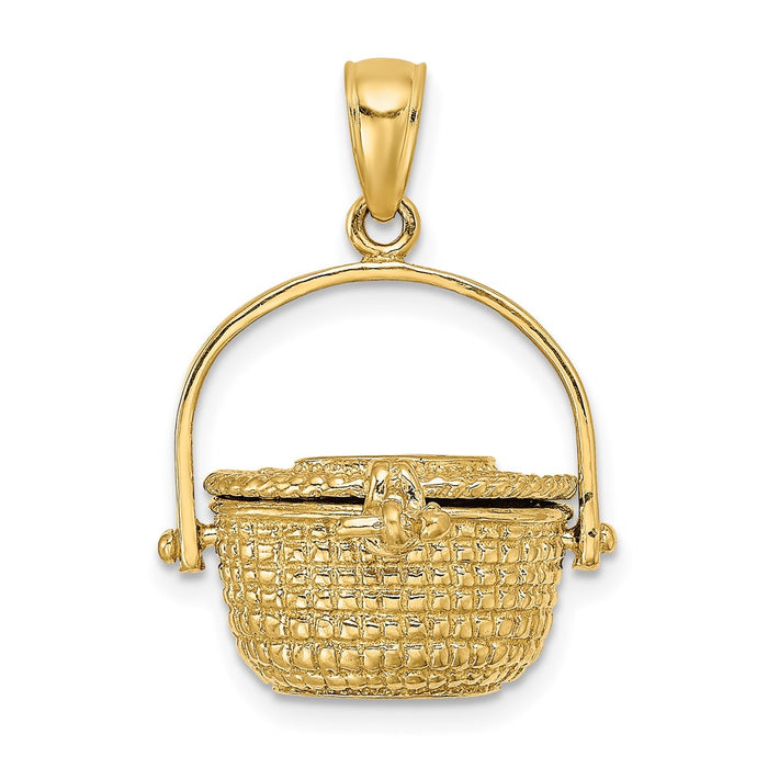 Million Charms 14K Yellow Gold Themed 3-D Nantucket Basket Charm