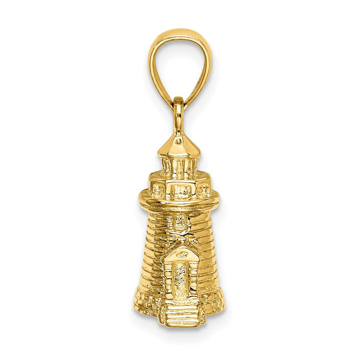 Million Charms 14K Yellow Gold Themed 3-D Brant Point Lighthouse Nantucket Harbor, Ma Charm