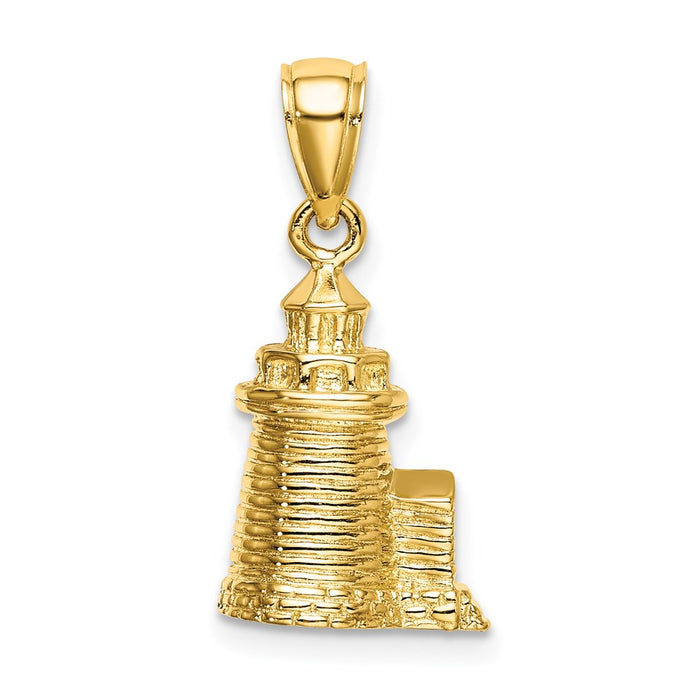 Million Charms 14K Yellow Gold Themed 3-D Brant Point Lighthouse Nantucket Harbor, Ma Charm