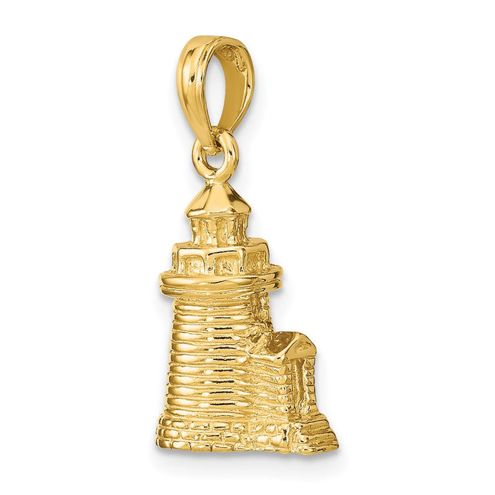 Million Charms 14K Yellow Gold Themed 3-D Brant Point Lighthouse Nantucket Harbor, Ma Charm