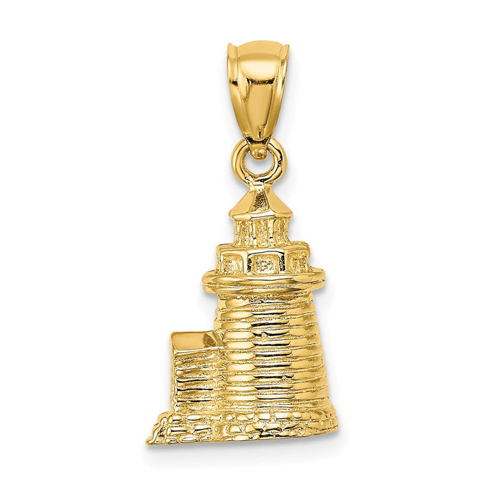 Million Charms 14K Yellow Gold Themed 3-D Brant Point Lighthouse Nantucket Harbor, Ma Charm