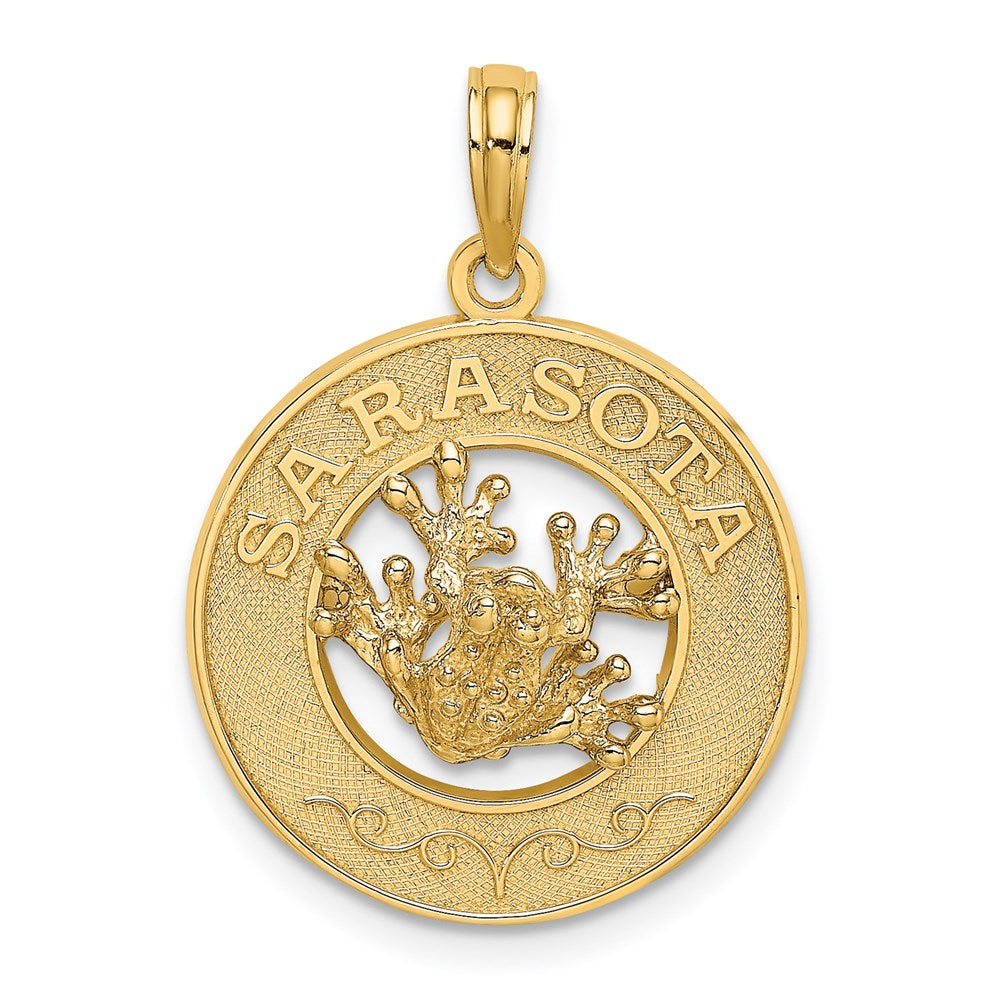 Million Charms 14K Yellow Gold Themed Sarasota On Round Frame With Frog Charm