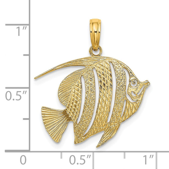 Million Charms 14K Yellow Gold Themed Polished & Cut-Out Fish Charm