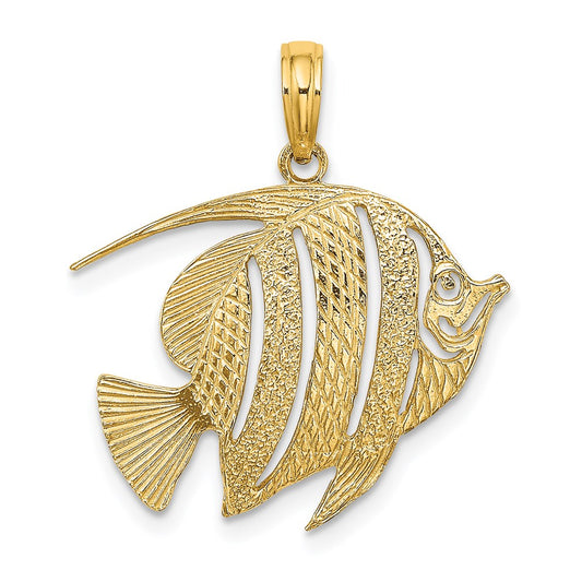 Million Charms 14K Yellow Gold Themed Polished & Cut-Out Fish Charm