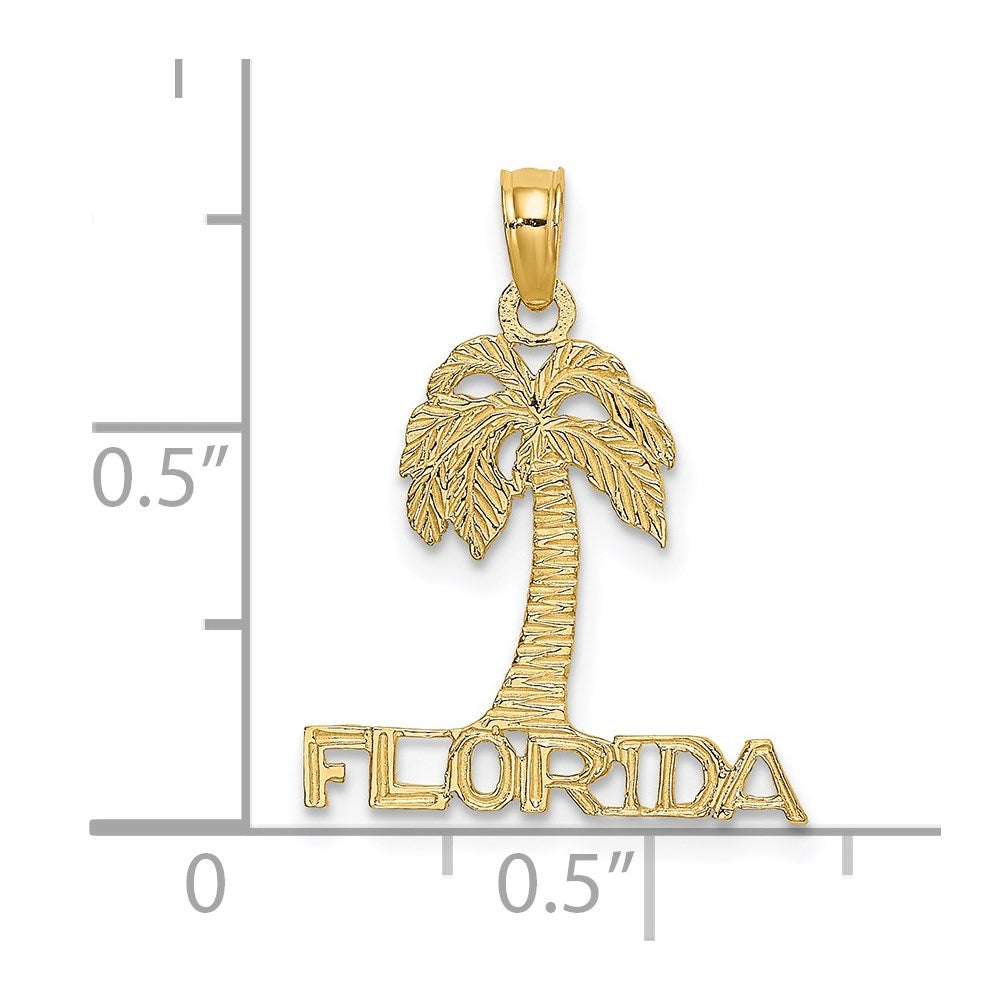 Million Charms 14K Yellow Gold Themed Flat Florida Under Palm Tree Charm