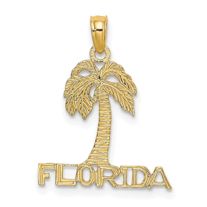 Million Charms 14K Yellow Gold Themed Flat Florida Under Palm Tree Charm
