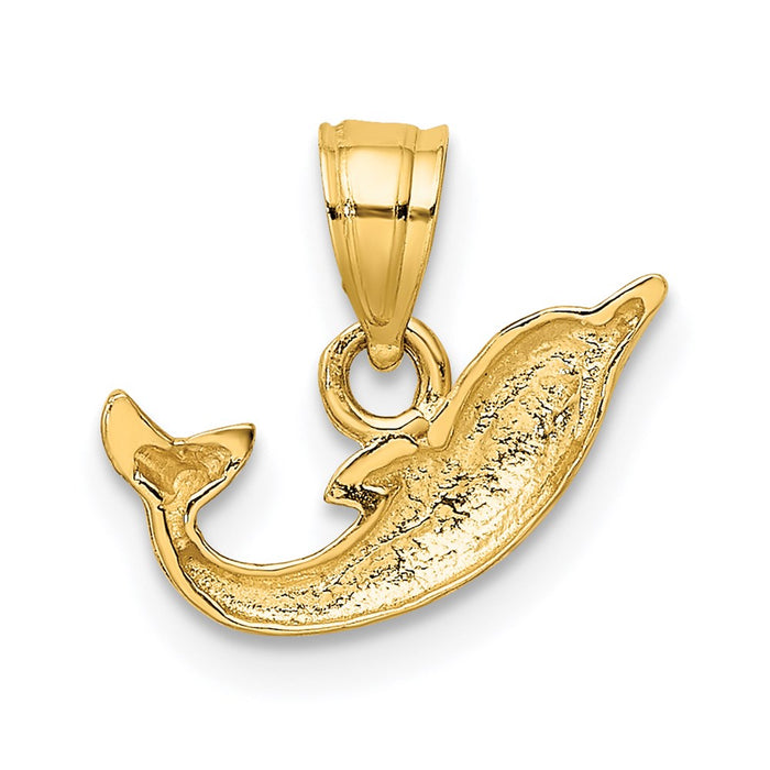 Million Charms 14K Yellow Gold Themed Polished Mini Dolphin Charm