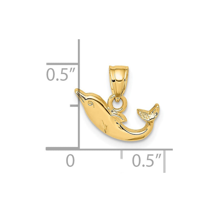 Million Charms 14K Yellow Gold Themed Polished Mini Dolphin Charm