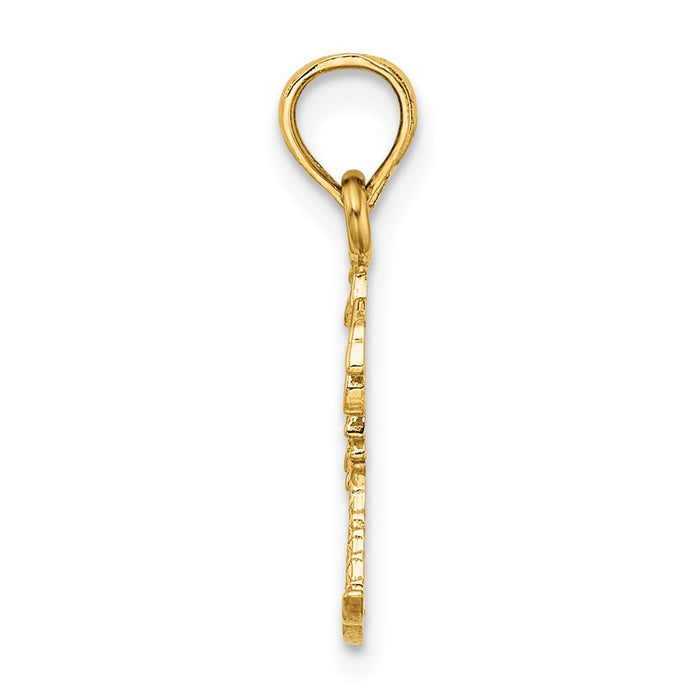 Million Charms 14K Yellow Gold Themed Texture Mini Double Palm Trees Charm