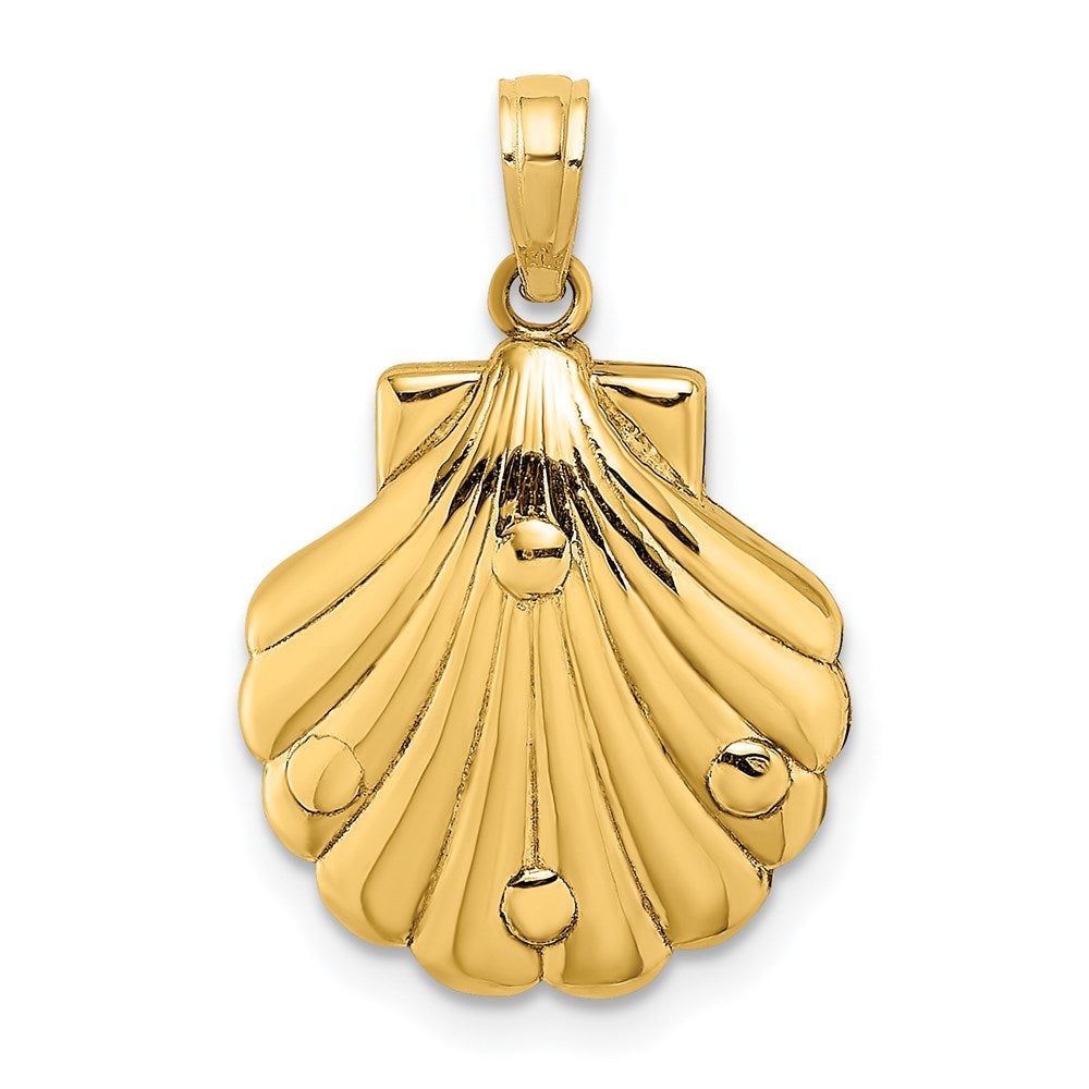 Million Charms 14K Yellow Gold Themed 2-D & Textured Shell With Mini Double Palm Tree Charm