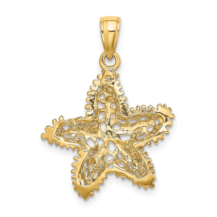 Million Charms 14K Yellow Gold Themed Nautical Starfish Filigree Charm