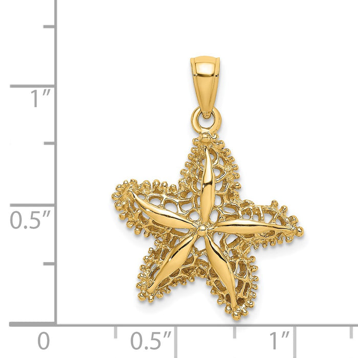 Million Charms 14K Yellow Gold Themed Nautical Starfish Filigree Charm