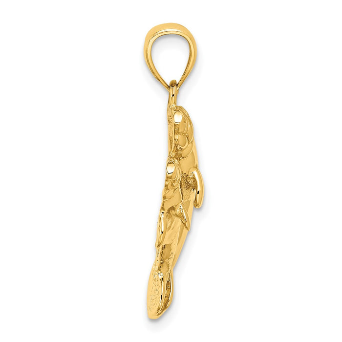 Million Charms 14K Yellow Gold Themed 2-D & Polished Two Manatees Charm