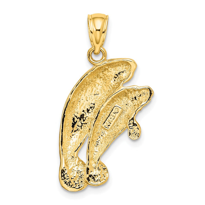 Million Charms 14K Yellow Gold Themed 2-D & Polished Two Manatees Charm