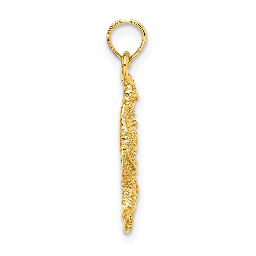 Million Charms 14K Yellow Gold Themed Nautical Starfish & Nautical Seahorse Charm