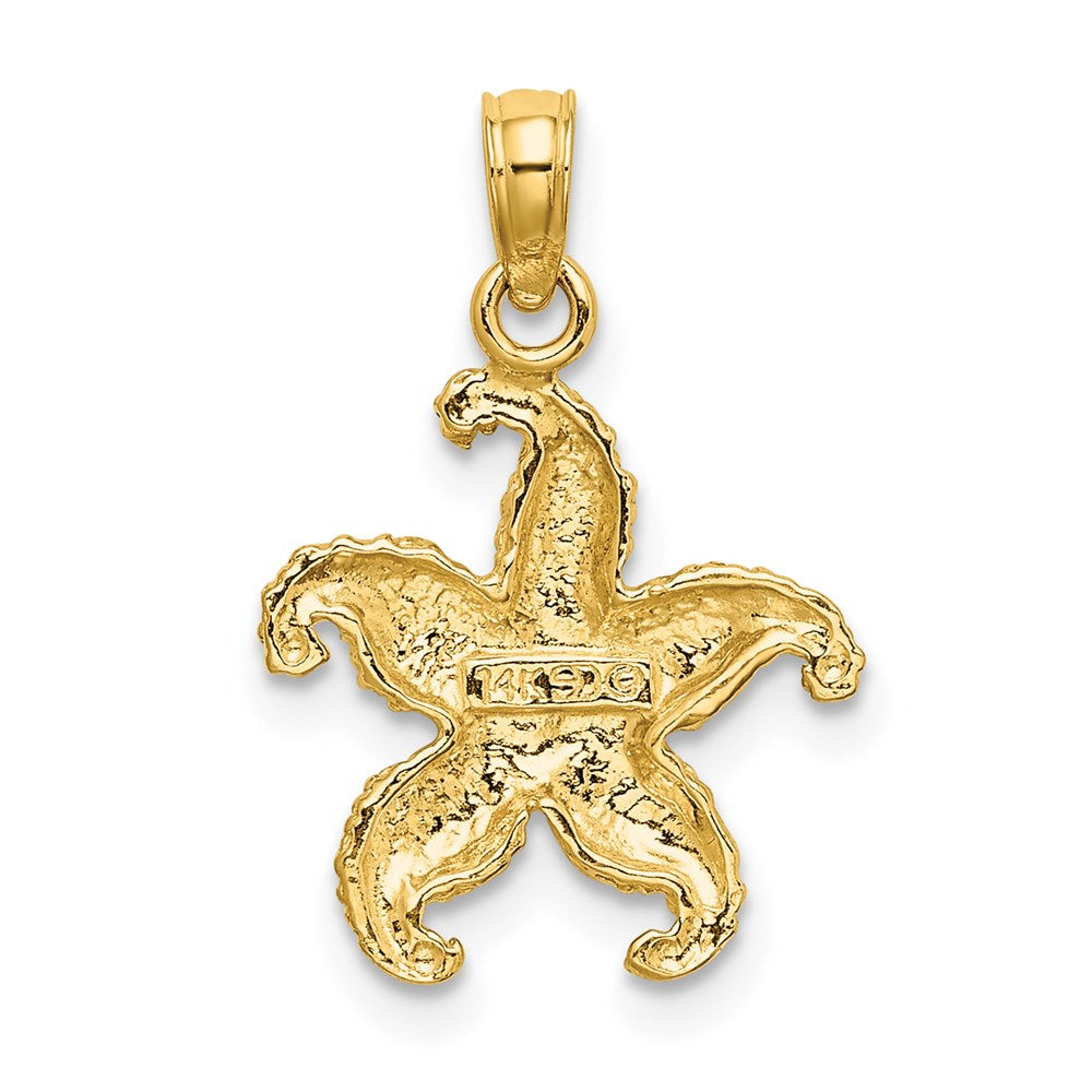 Million Charms 14K Yellow Gold Themed 2-D Puffed Nautical Starfish Charm