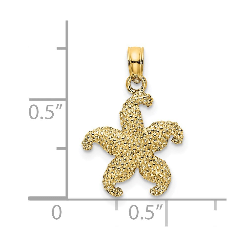 Million Charms 14K Yellow Gold Themed 2-D Puffed Nautical Starfish Charm