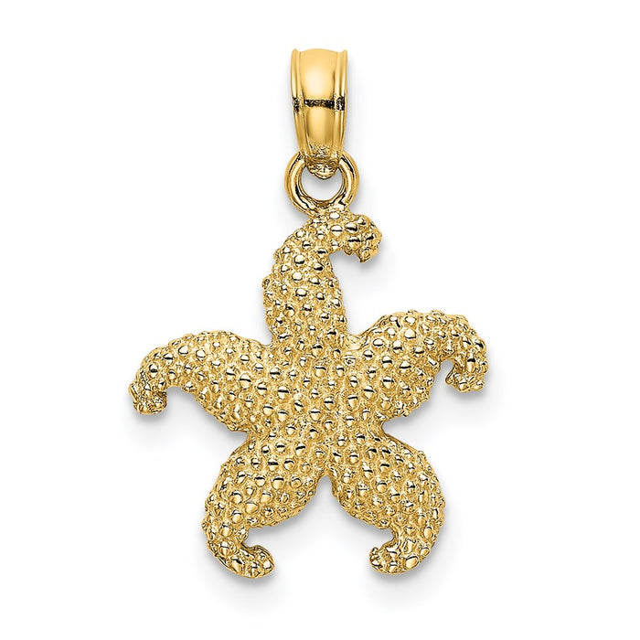 Million Charms 14K Yellow Gold Themed 2-D Puffed Nautical Starfish Charm