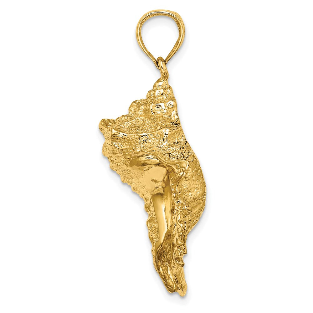 Million Charms 14K Yellow Gold Themed Texture 2-D Conch Shell Charm