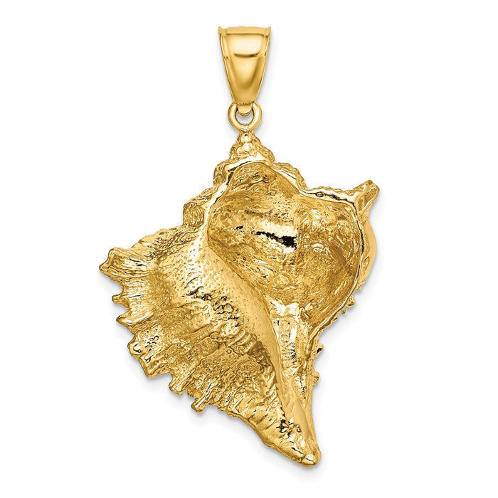 Million Charms 14K Yellow Gold Themed Texture 2-D Conch Shell Charm