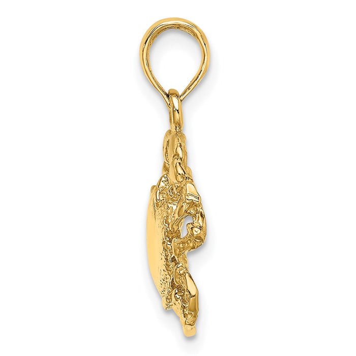 Million Charms 14K Yellow Gold Themed 2-D Crab Charm