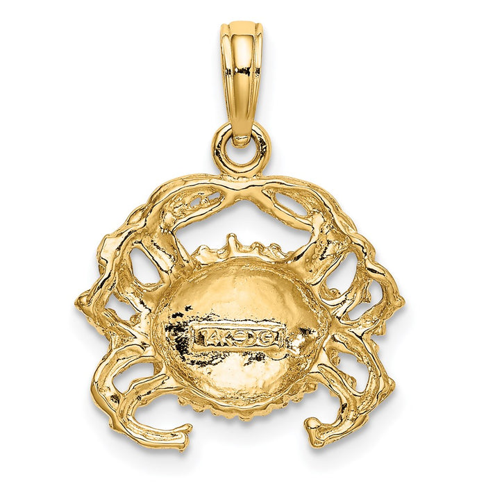 Million Charms 14K Yellow Gold Themed 2-D Crab Charm