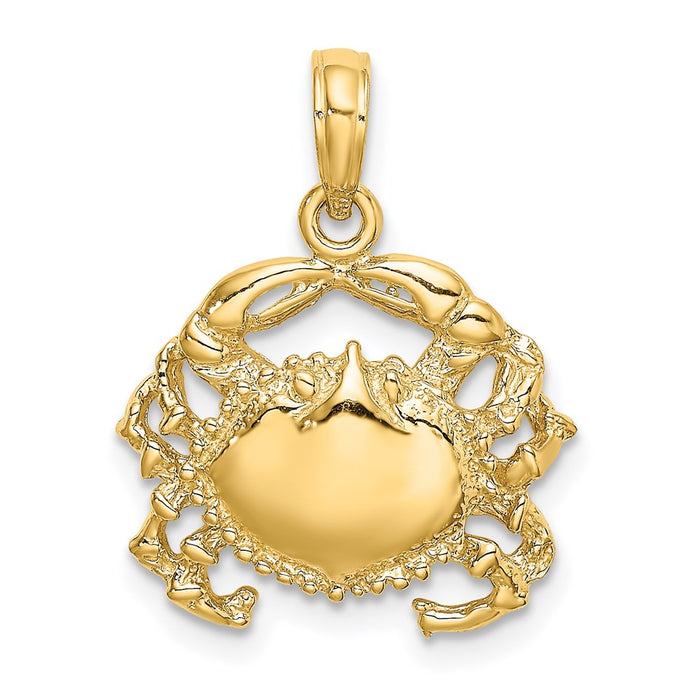 Million Charms 14K Yellow Gold Themed 2-D Crab Charm