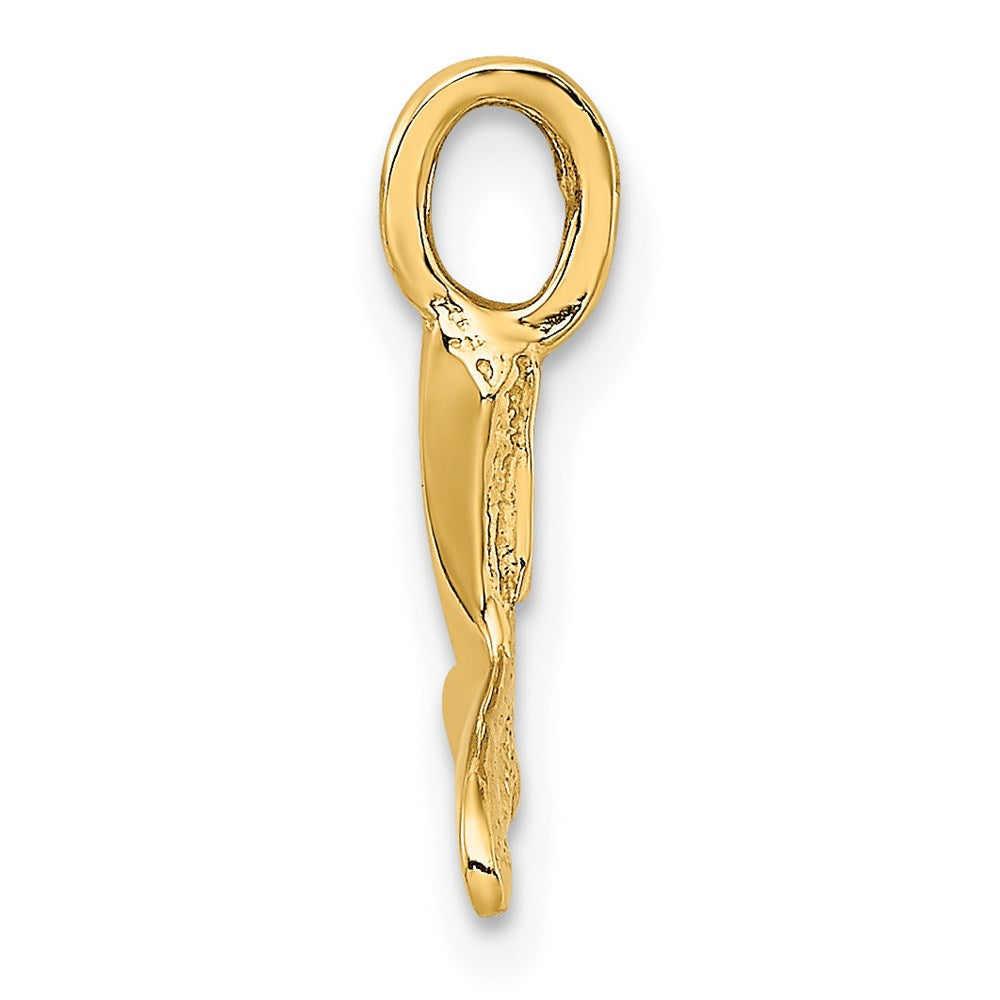 Million Charms 14K Yellow Gold Themed Polished & Textured Mini Whale Tail Charm