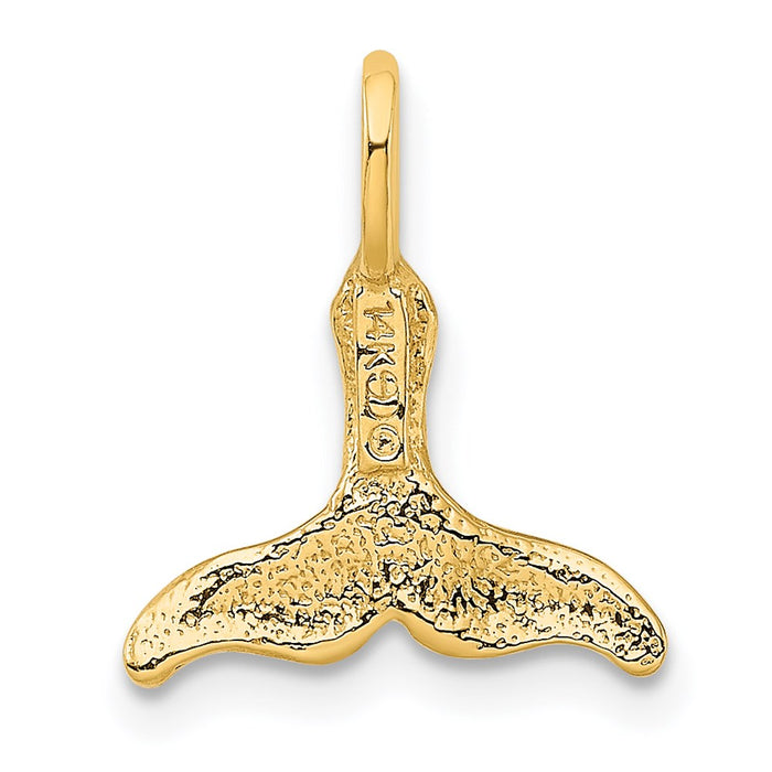 Million Charms 14K Yellow Gold Themed Polished & Textured Mini Whale Tail Charm